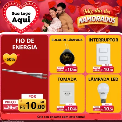 Modelo de Rede Social para Feed Facebook com o tema Feliz Dia Dos Namorados para Materiais Elétricos