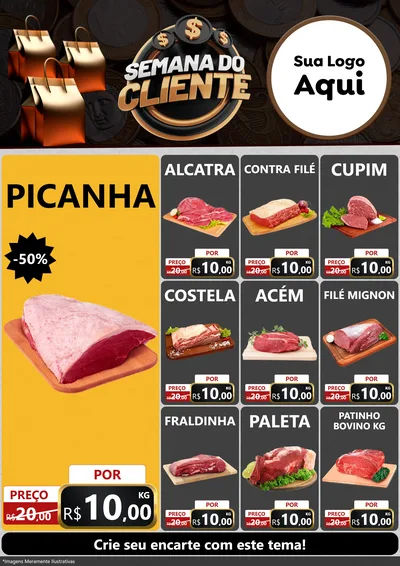 Modelo de Encarte para Encarte A4 Vertical com o tema Semana do Cliente para Açougue