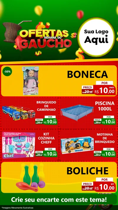 Modelo de TV para TV Vertical com o tema Ofertas Semana Do Gaúcho para Brinquedos