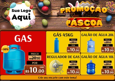 Modelo de Encarte para Encarte A4 Horizontal com o tema Promoção Páscoa para Água e gás