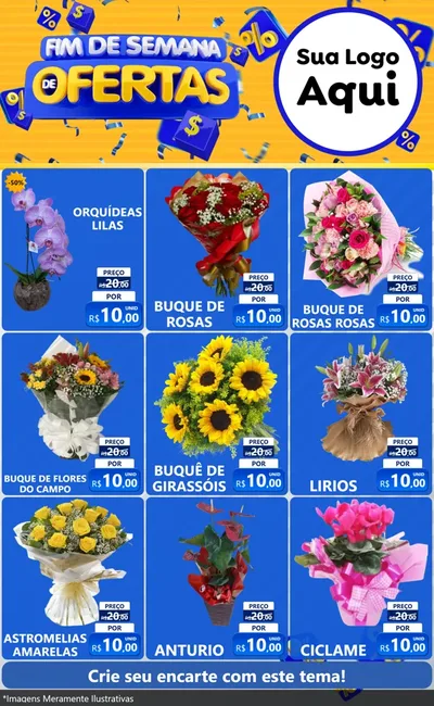 Modelo de Encarte para Encarte Grande com o tema Fim de Semana de Ofertas para Floricultura e jardim
