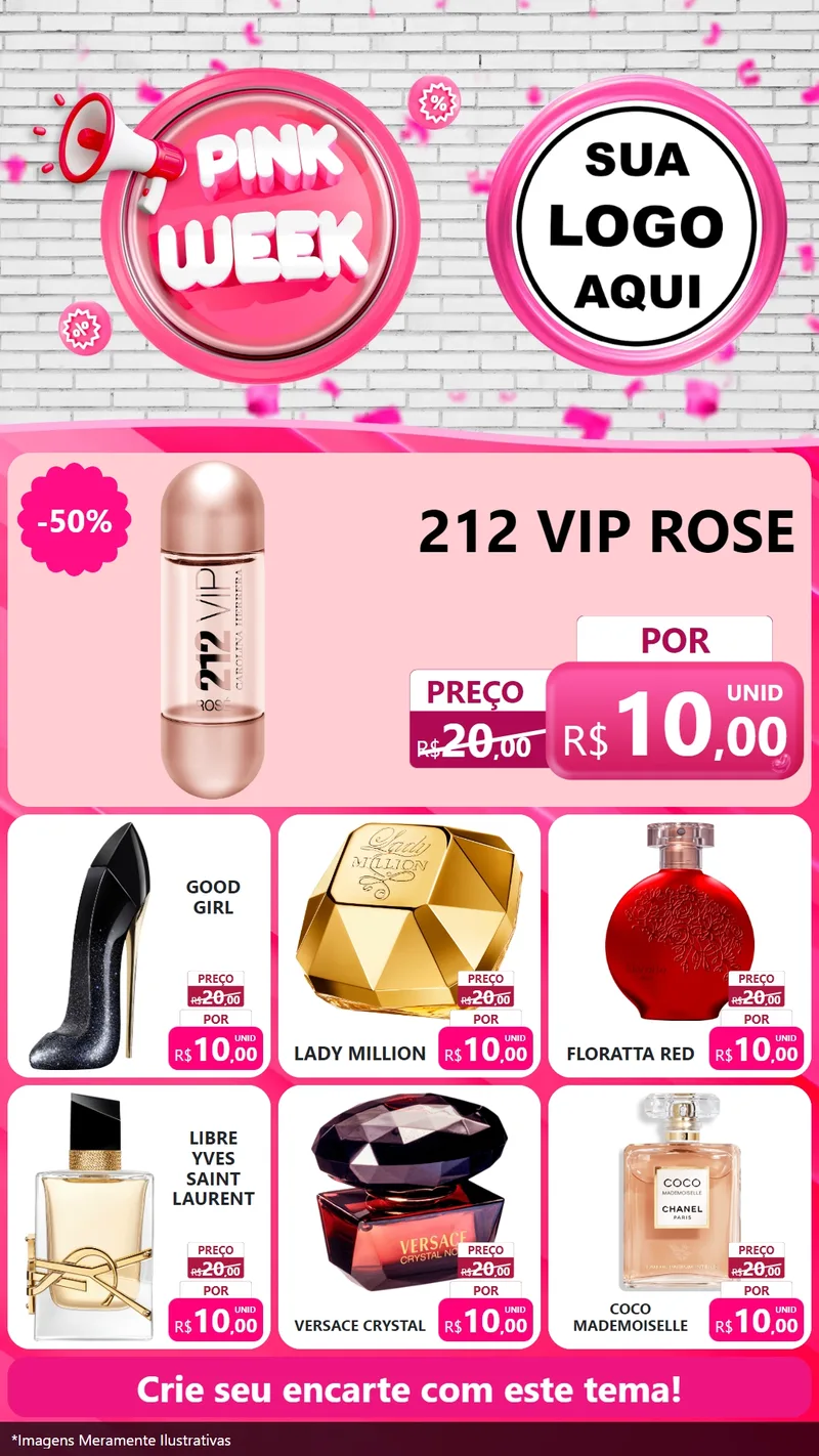 Modelo de Rede Social para Stories com o tema Pink Week para Perfumes
