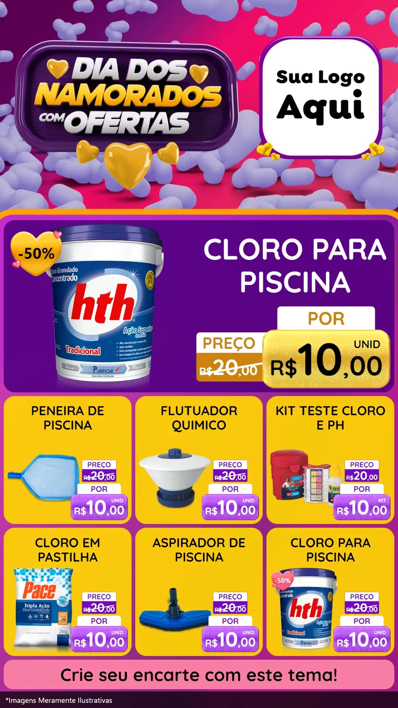 Modelo de Rede Social para Stories com o tema Dia Dos Namorados Com Ofertas para Produtos para Piscina