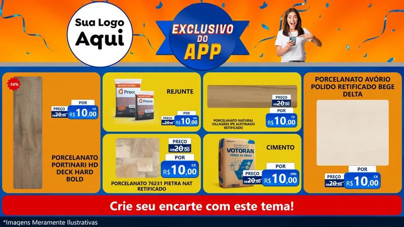 Modelo de TV para TV Horizontal com o tema Exclusivo do Aplicativo para Pisos e revestimentos
