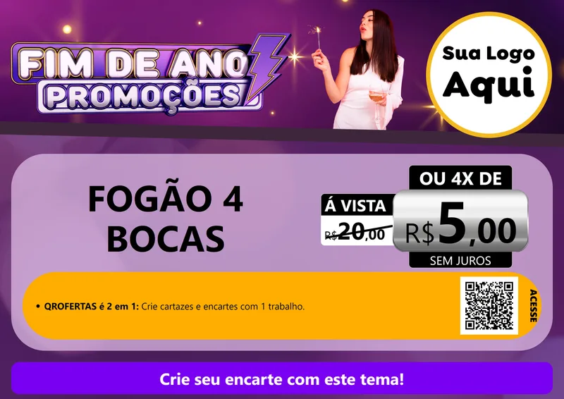Modelo de Cartaz para Cartaz A4 Horizontal com o tema Fim de Ano Promoções para Móveis e Eletro