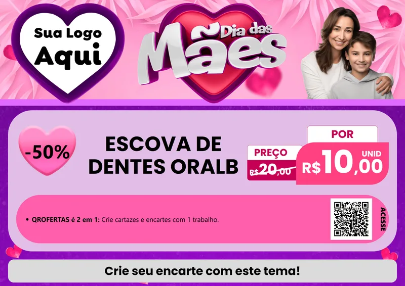 Modelo de Cartaz para Cartaz A4 Horizontal com o tema Dia das Mães para Higiene Pessoal