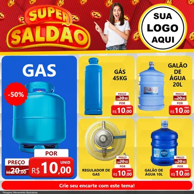 Modelo de Rede Social para Feed Facebook com o tema Super Saldão para Água e gás