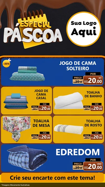 Modelo de TV para TV Vertical com o tema Especial Páscoa para Cama, Mesa e Banho