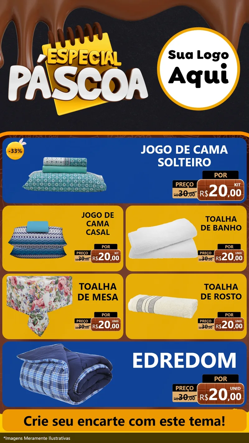 Modelo de TV para TV Vertical com o tema Especial Páscoa para Cama, Mesa e Banho