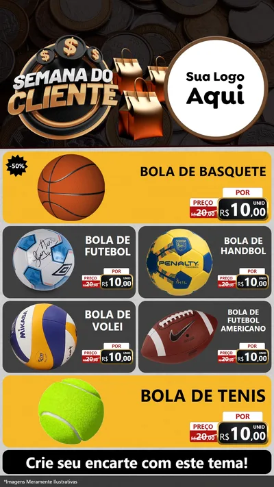 Modelo de TV para TV Vertical com o tema Semana do Cliente para Artigos Esportivos