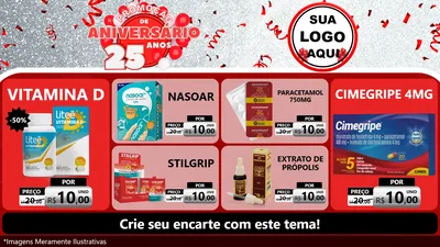 Modelo de TV para TV Horizontal com o tema Promoção de Aniversário - 25Anos para Farmácia