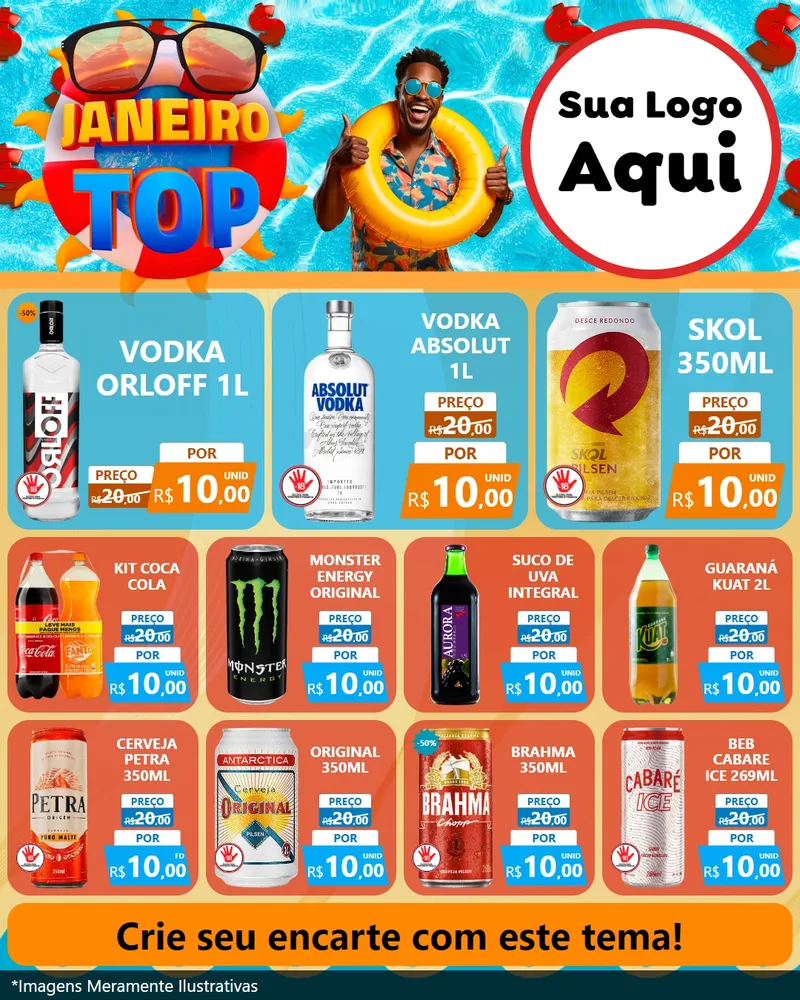 Modelo de Rede Social para Feed Instagram com o tema Janeiro Top para Distribuidora de bebidas