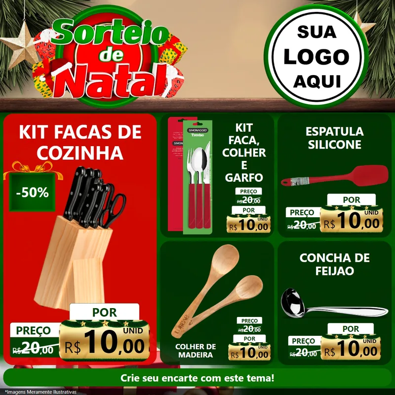Modelo de Rede Social para Feed Facebook com o tema Sorteio de Natal para Utilidades Domésticas