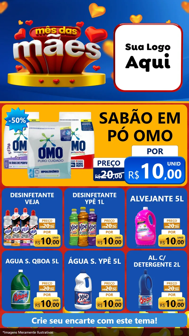 Modelo de Rede Social para Stories com o tema Mês das Mães para Produtos de Limpeza