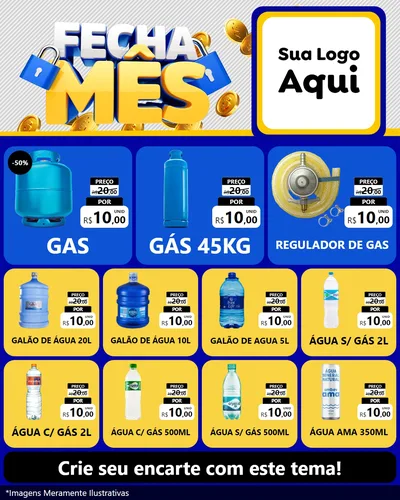 Modelo de Rede Social para Feed Instagram com o tema Fecha Mês para Água e gás
