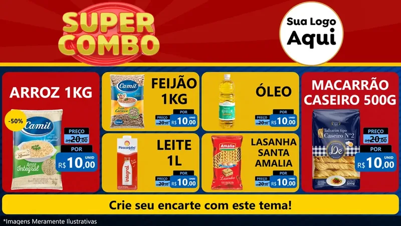 Modelo de TV para TV Horizontal com o tema Super Combo para Supermercado