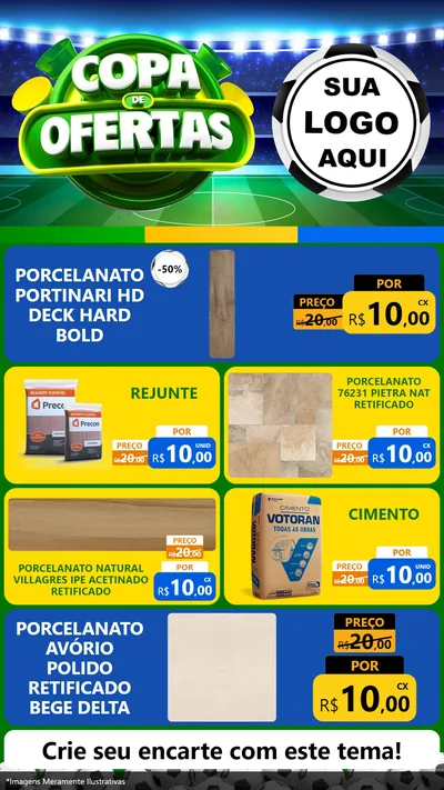Modelo de TV para TV Vertical com o tema Copa de Ofertas para Pisos e revestimentos