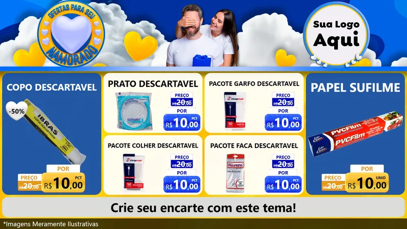 Modelo de TV para TV Horizontal com o tema Ofertas Para Seu Namorado para Embalagens