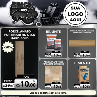 Modelo de Rede Social para Feed Facebook com o tema Black dos Sonhos para Pisos e revestimentos