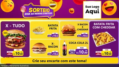 Modelo de TV para TV Horizontal com o tema Sorteio para Hamburgueria