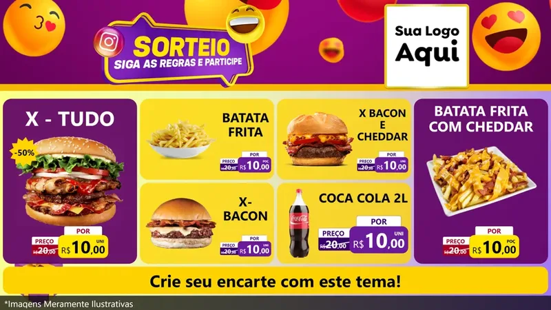 Modelo de TV para TV Horizontal com o tema Sorteio para Hamburgueria