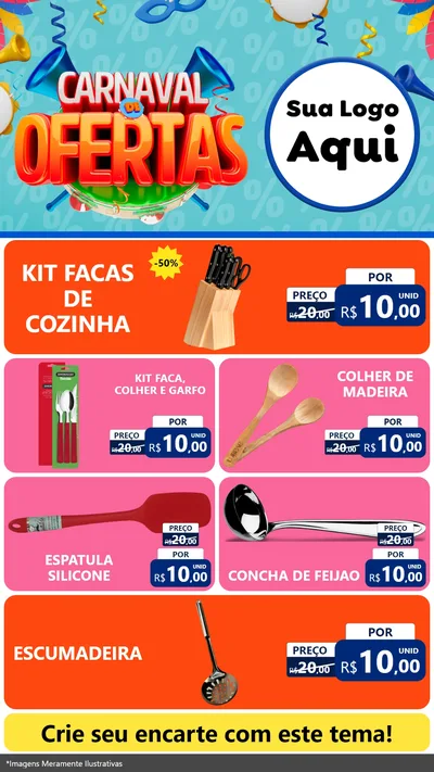 Modelo de TV para TV Vertical com o tema Carnaval de Ofertas para Utilidades Domésticas
