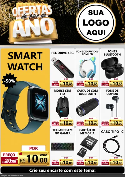 Modelo de Encarte para Encarte A4 Vertical com o tema Ofertas de Fim de Ano para Informática