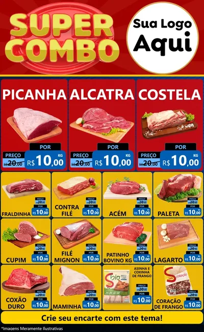 Modelo de Encarte para Encarte Grande com o tema Super Combo para Açougue
