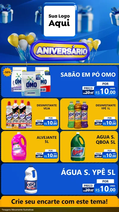 Modelo de TV para TV Vertical com o tema Aniversário para Produtos de Limpeza
