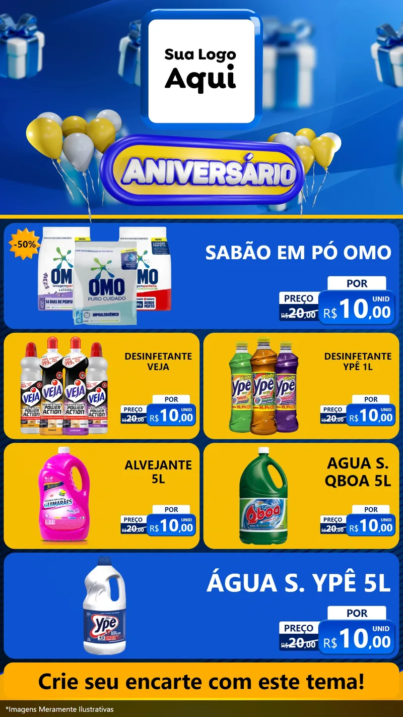 Modelo de TV para TV Vertical com o tema Aniversário para Produtos de Limpeza