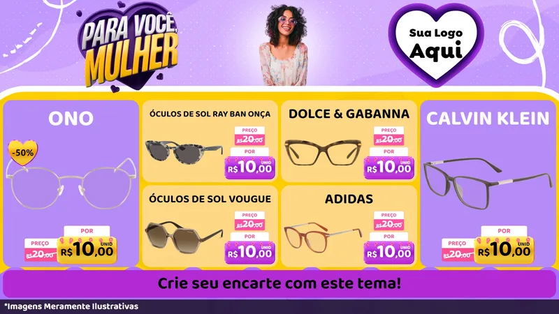 Modelo de TV para TV Horizontal com o tema Para Você, Mulher para Óticas