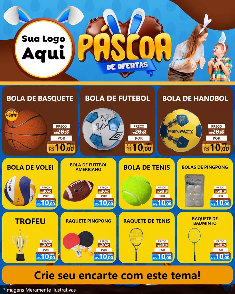 Modelo de Rede Social para Feed Instagram com o tema Páscoa de Ofertas para Artigos Esportivos