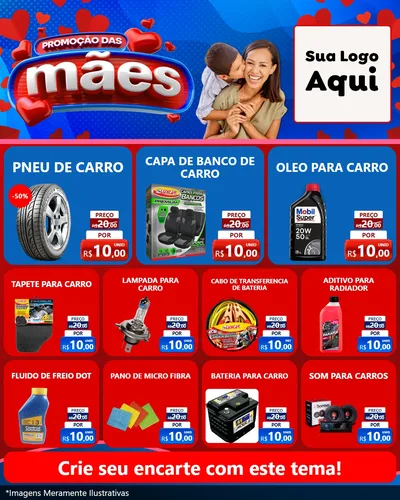 Modelo de Rede Social para Feed Instagram com o tema Promoção das Mães para Auto peças