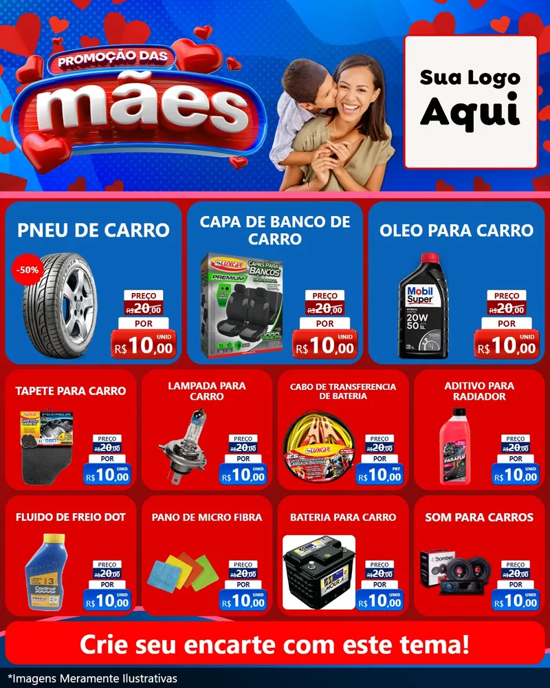 Modelo de Rede Social para Feed Instagram com o tema Promoção das Mães para Auto peças