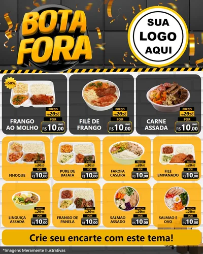 Modelo de Rede Social para Feed Instagram com o tema Bota Fora para Restaurante