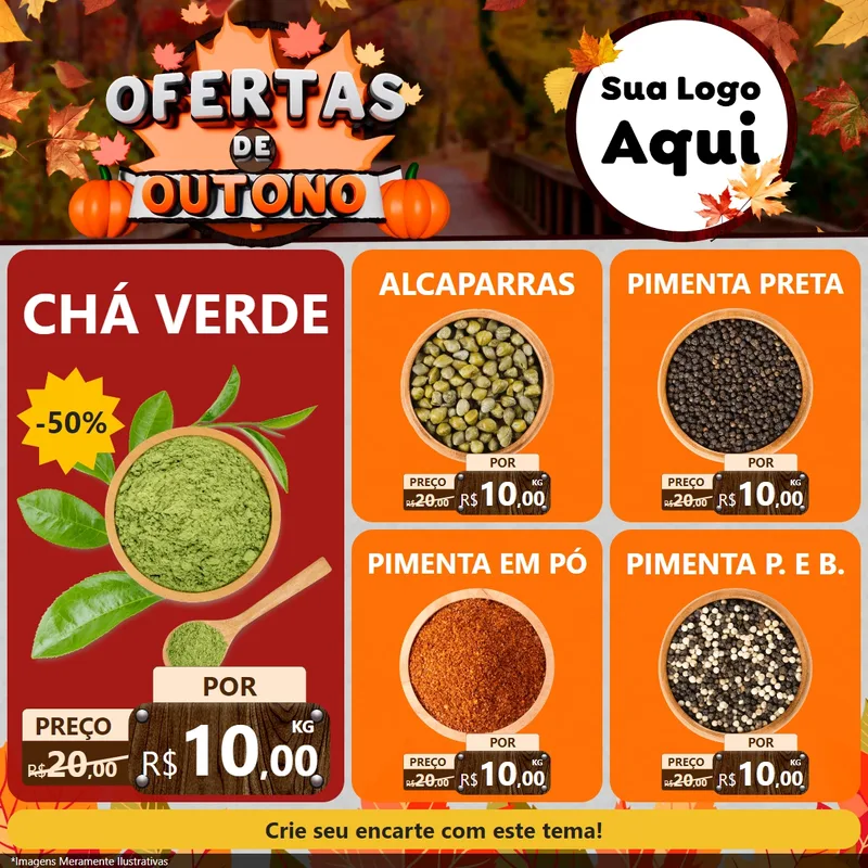 Modelo de Rede Social para Feed Facebook com o tema Ofertas de Outono para Produtos Naturais