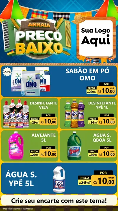 Modelo de TV para TV Vertical com o tema Arraiá de Preço Baixo - Junina para Produtos de Limpeza