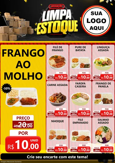 Modelo de Encarte para Encarte A4 Vertical com o tema Operação Limpa Estoque para Restaurante