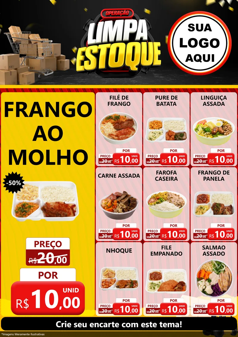 Modelo de Encarte para Encarte A4 Vertical com o tema Operação Limpa Estoque para Restaurante