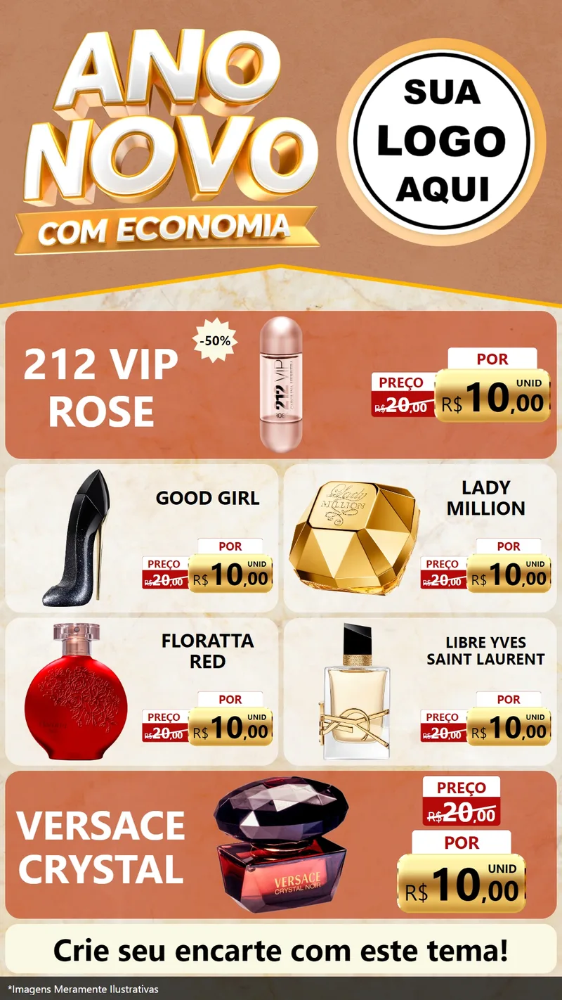 Modelo de TV para TV Vertical com o tema Ano Novo Com Economia para Perfumes