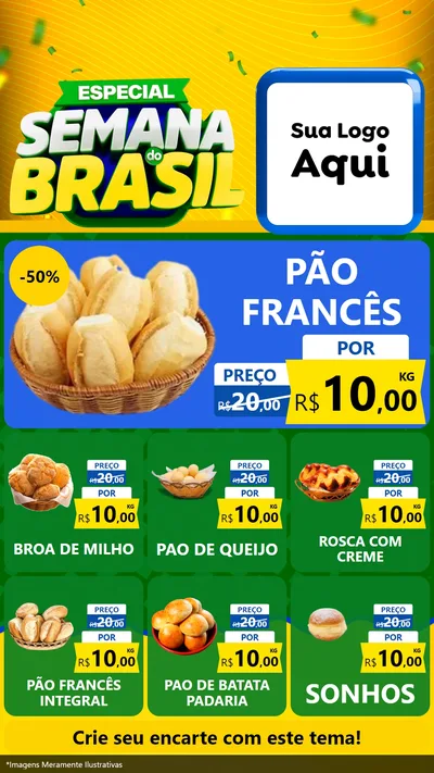 Modelo de Rede Social para Stories com o tema Especial Semana do Brasil para Padaria