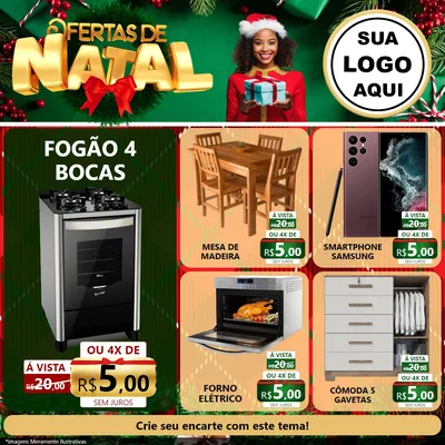 Modelo de Rede Social para Feed Facebook com o tema Ofertas de Natal para Móveis e Eletro