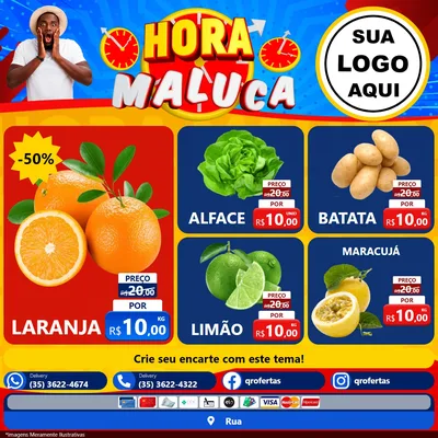 Modelo de Rede Social para Feed Facebook com o tema Hora Maluca para Hortifrúti