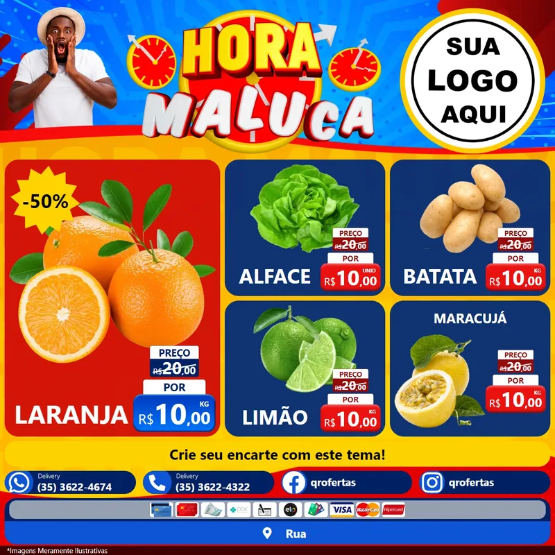 Modelo de Rede Social para Feed Facebook com o tema Hora Maluca para Hortifrúti