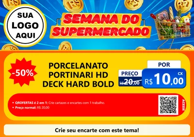 Modelo de Cartaz para Cartaz A4 Horizontal com o tema Semana do Supermercado para Pisos e revestimentos