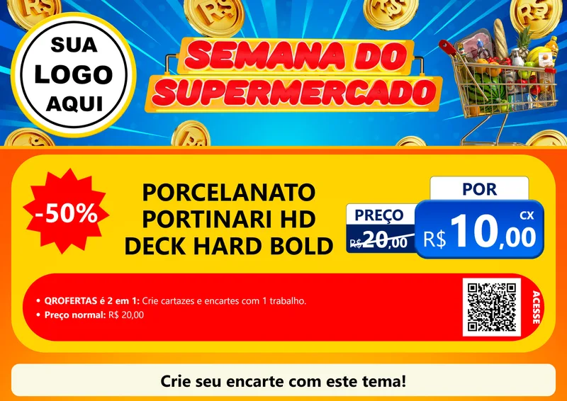 Modelo de Cartaz para Cartaz A4 Horizontal com o tema Semana do Supermercado para Pisos e revestimentos