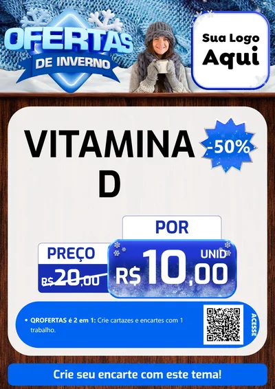 Modelo de Cartaz para Cartaz A4 Vertical com o tema Ofertas de Inverno para Farmácia