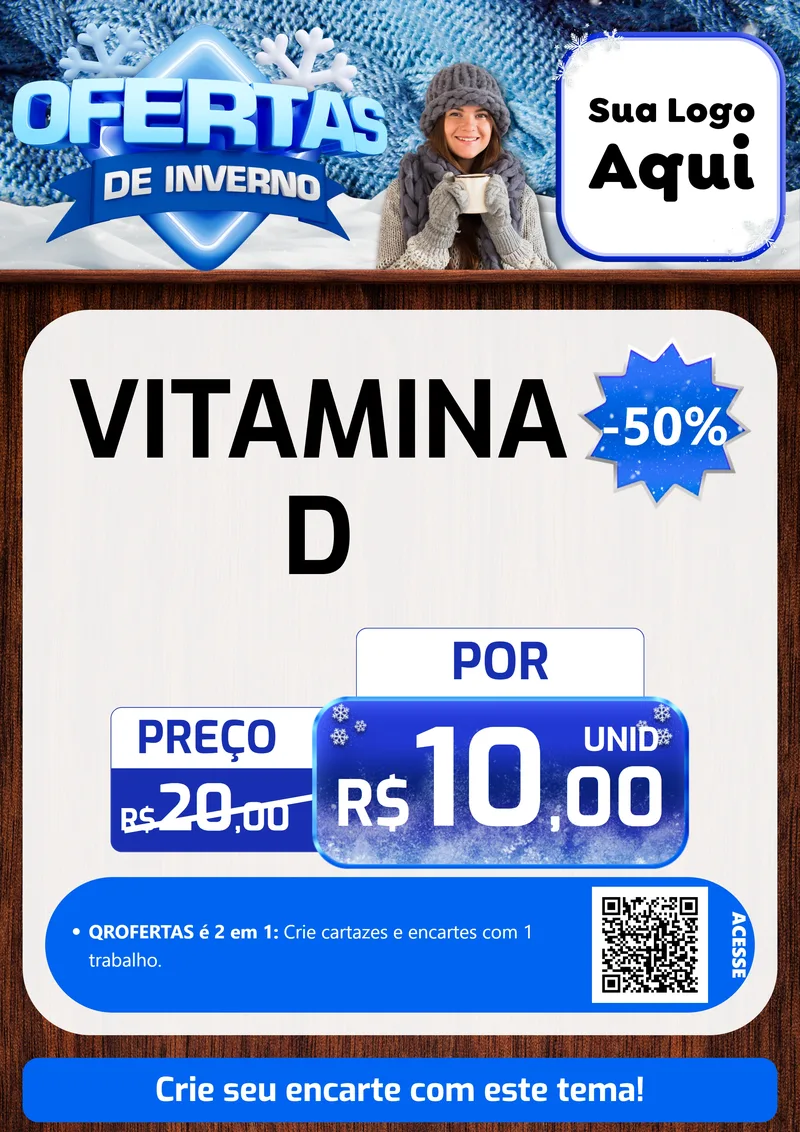 Modelo de Cartaz para Cartaz A4 Vertical com o tema Ofertas de Inverno para Farmácia