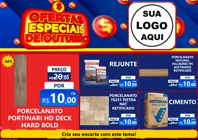 Modelo de Encarte para Encarte A4 Horizontal com o tema Ofertas Especiais de Outubro para Pisos e revestimentos