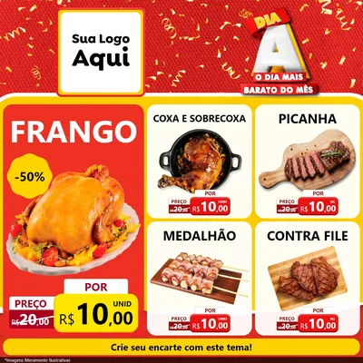Modelo de Rede Social para Feed Facebook com o tema Dia A o Dia Mais Barato do Mês para Assados
